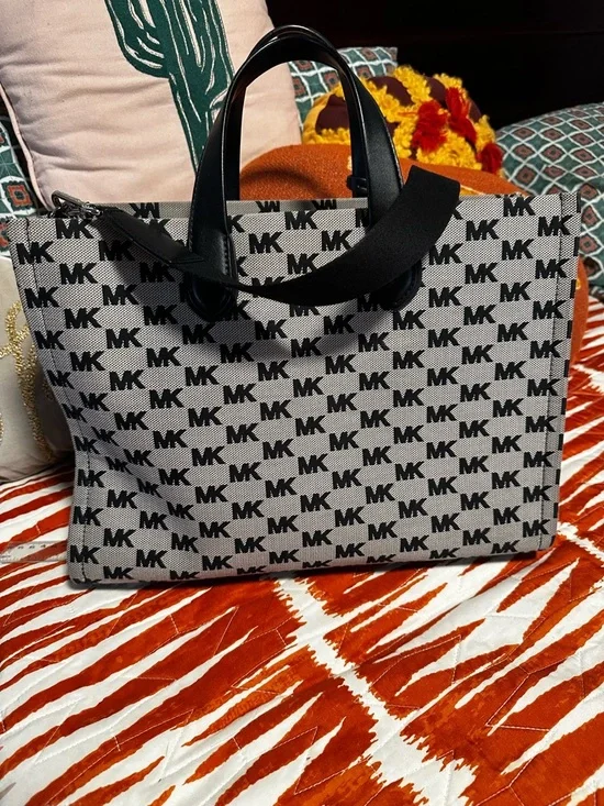 Michael Kors Black and Gray Logo Tote with Shoulder Strap - Picture 2 of 8